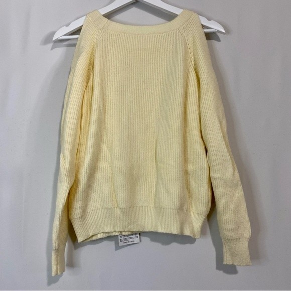 Chateauamour Women’s Apricot Ribbed Bead Cluster Cutout Shoulder Sweater Cream - Picture 6 of 7